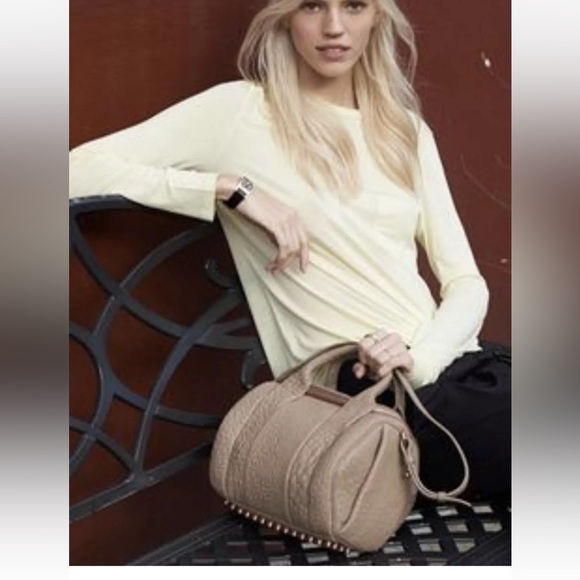 Alexander Wang Small Rocky Rockie Rocky Rose Gold Hardware Latte Pebbled $995 - Picture 1 of 10